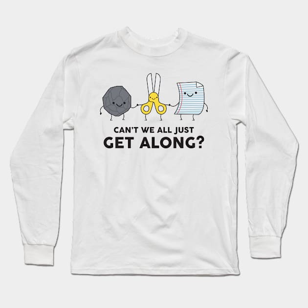 Rock Paper Scissors -Can't We All Just Get Along? Long Sleeve T-Shirt by redbarron